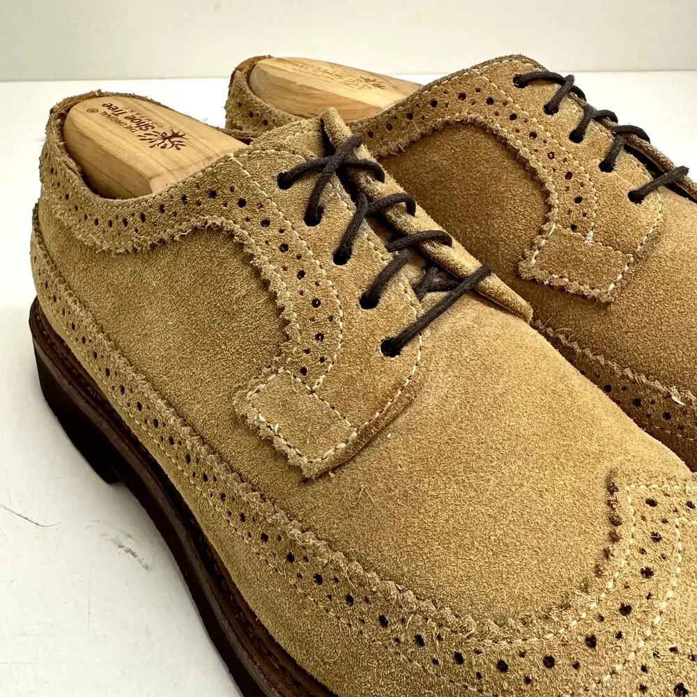 VGUC Rancourt & Co. Chandler Longwing Wingtip Tan Suede Derby Made in USA 8 D